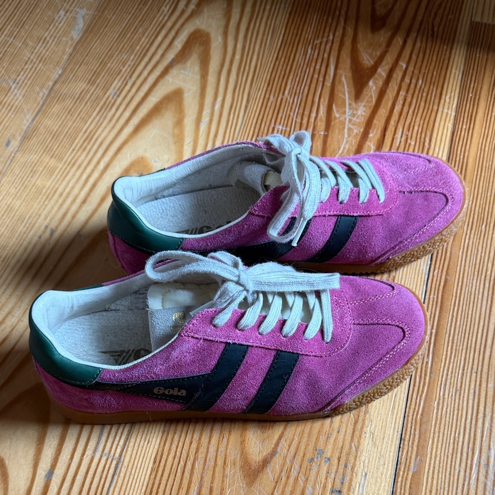 Gola Vibrant Pink and Deep Green Sneakers. Gola Classics Women's Elan Sneakers